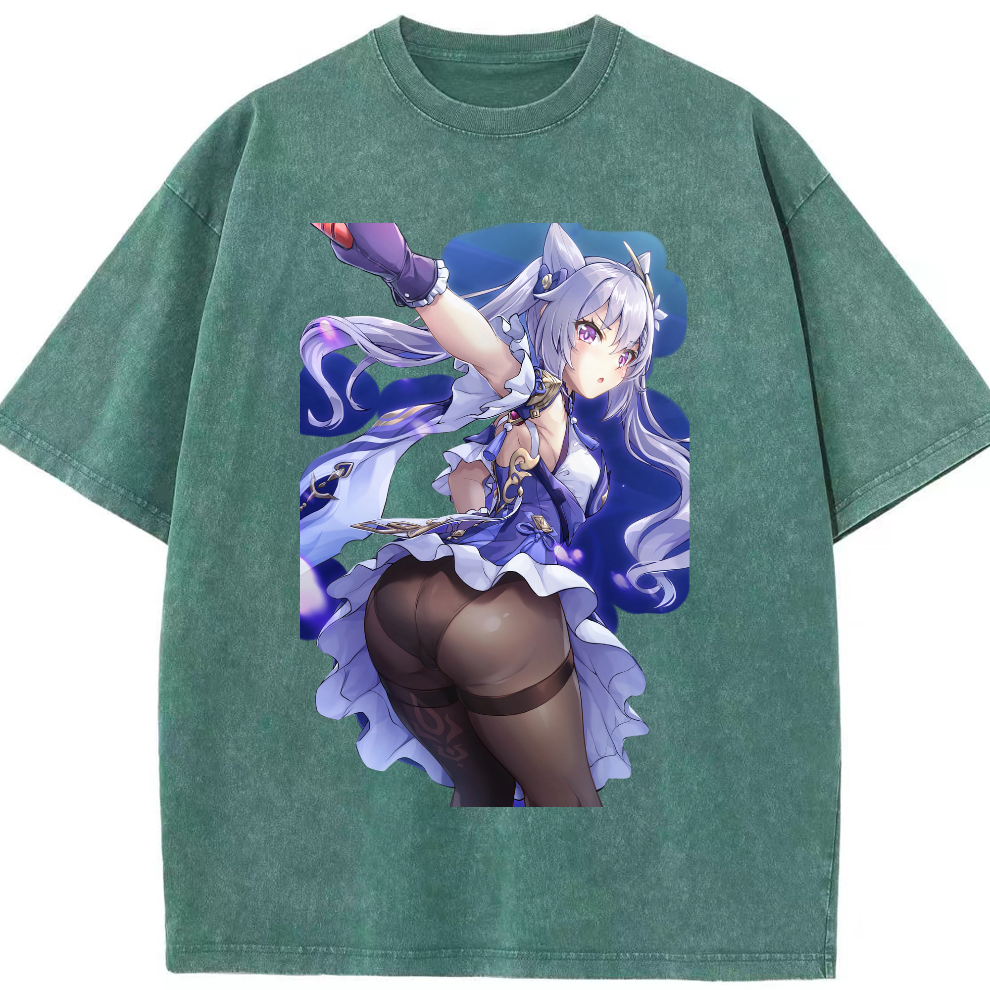 げんし神 刻晴 こくせい genshin Kokusei 綿100% ヴィンテージ風 半袖Tシャツ（フロントプリント）